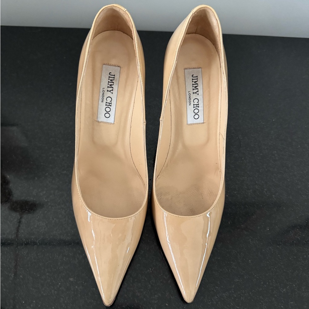 Jimmy Choo Beige Patent Leather Heels